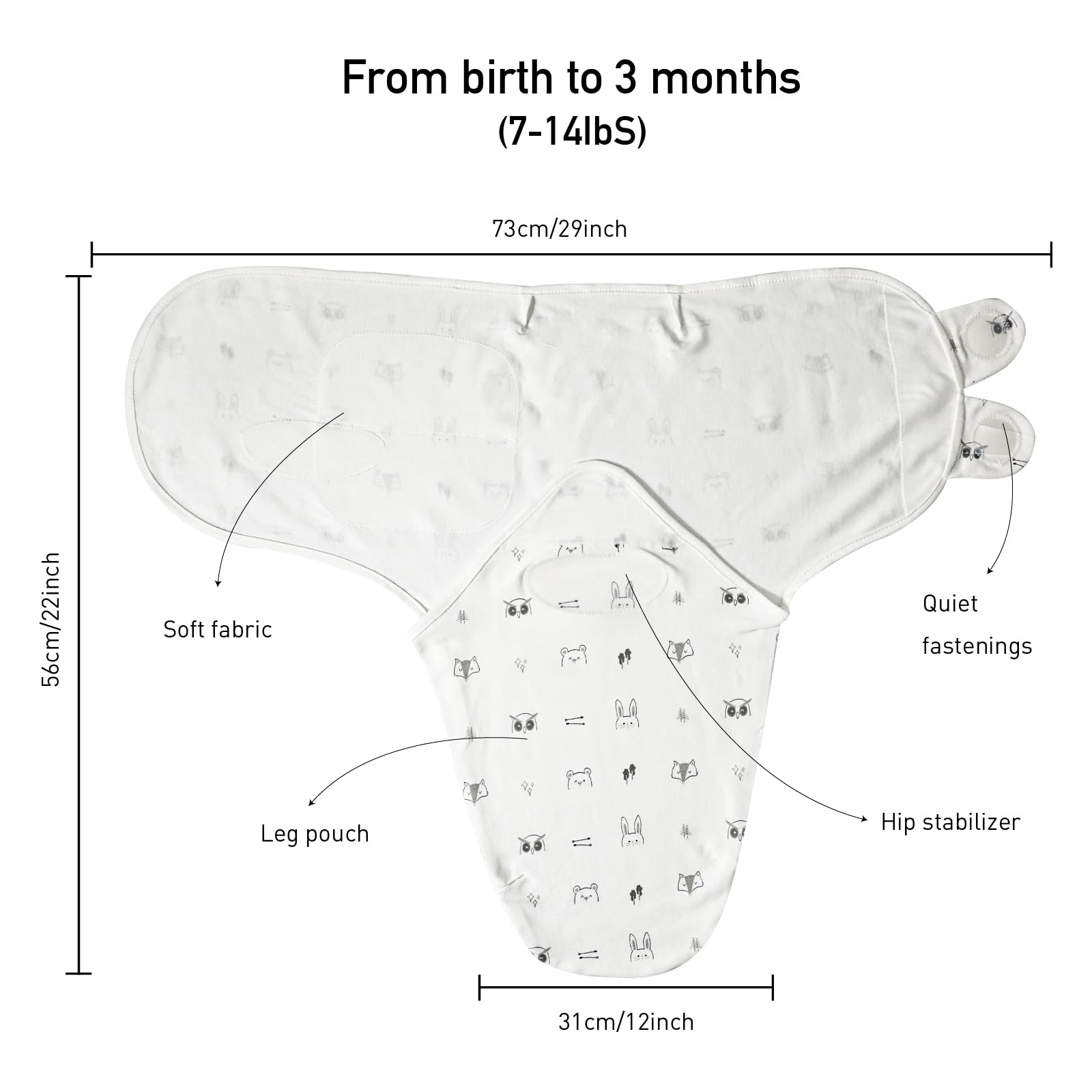 LYRICHOM BABY swaddle sack three-step swaddling for easy use.