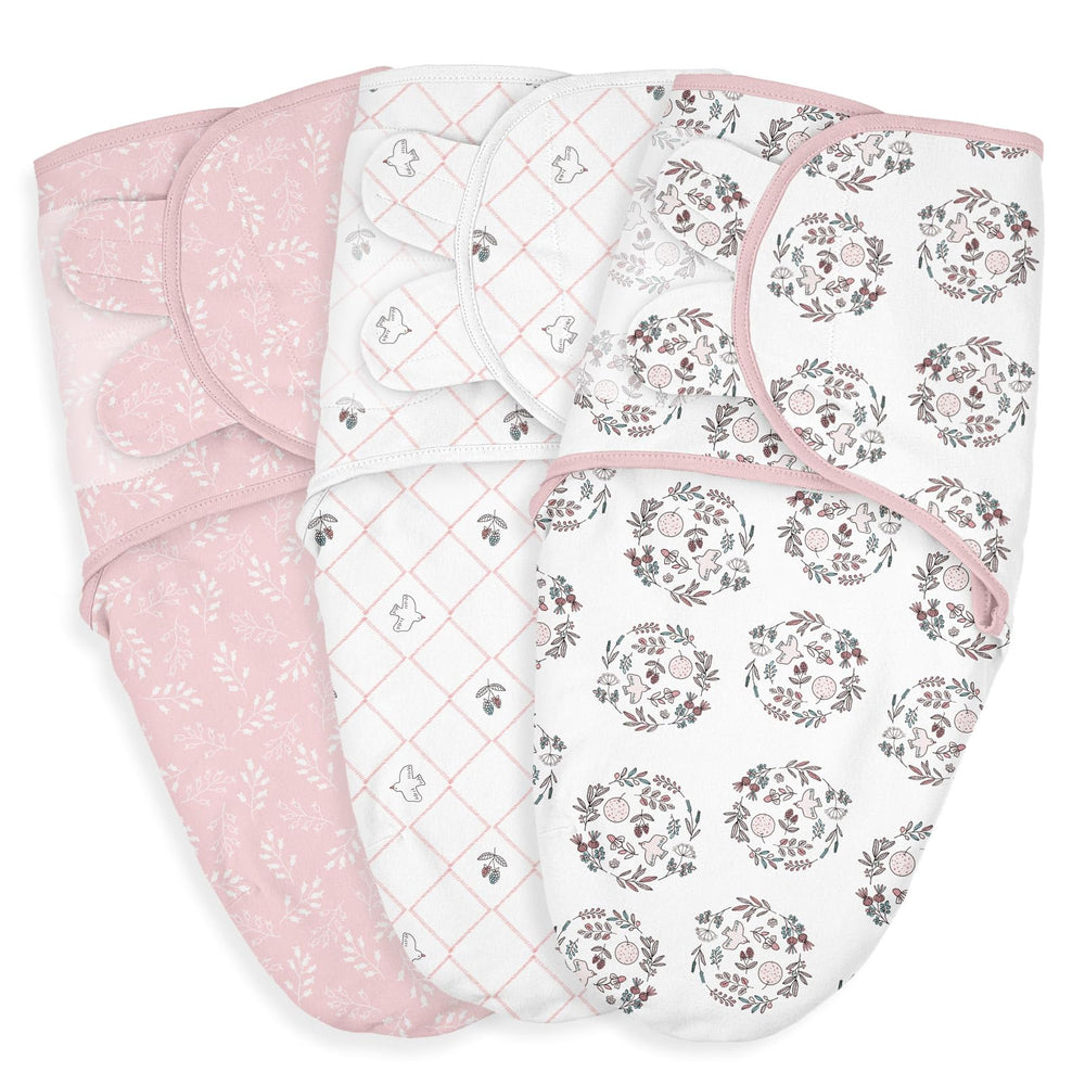 LYRICHOM BABY swaddle sacks front view with birds and branches pattern for newborn comfort