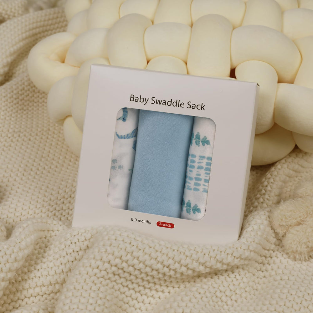 Gift-ready packaging of LYRICHOM BABY swaddle sacks for baby showers.