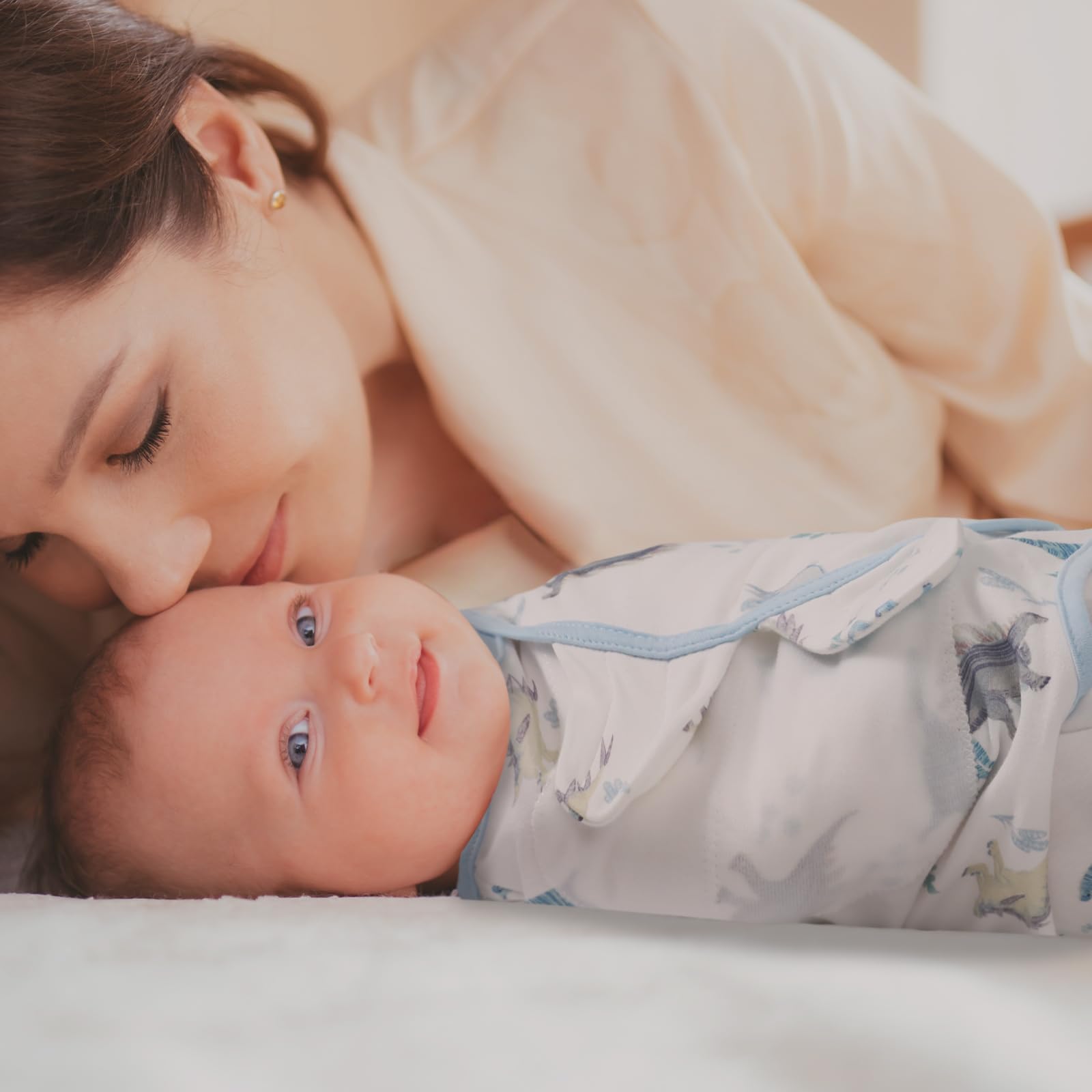 Unisex colors of LYRICHOM BABY swaddle sacks match outfits and nursery decor.