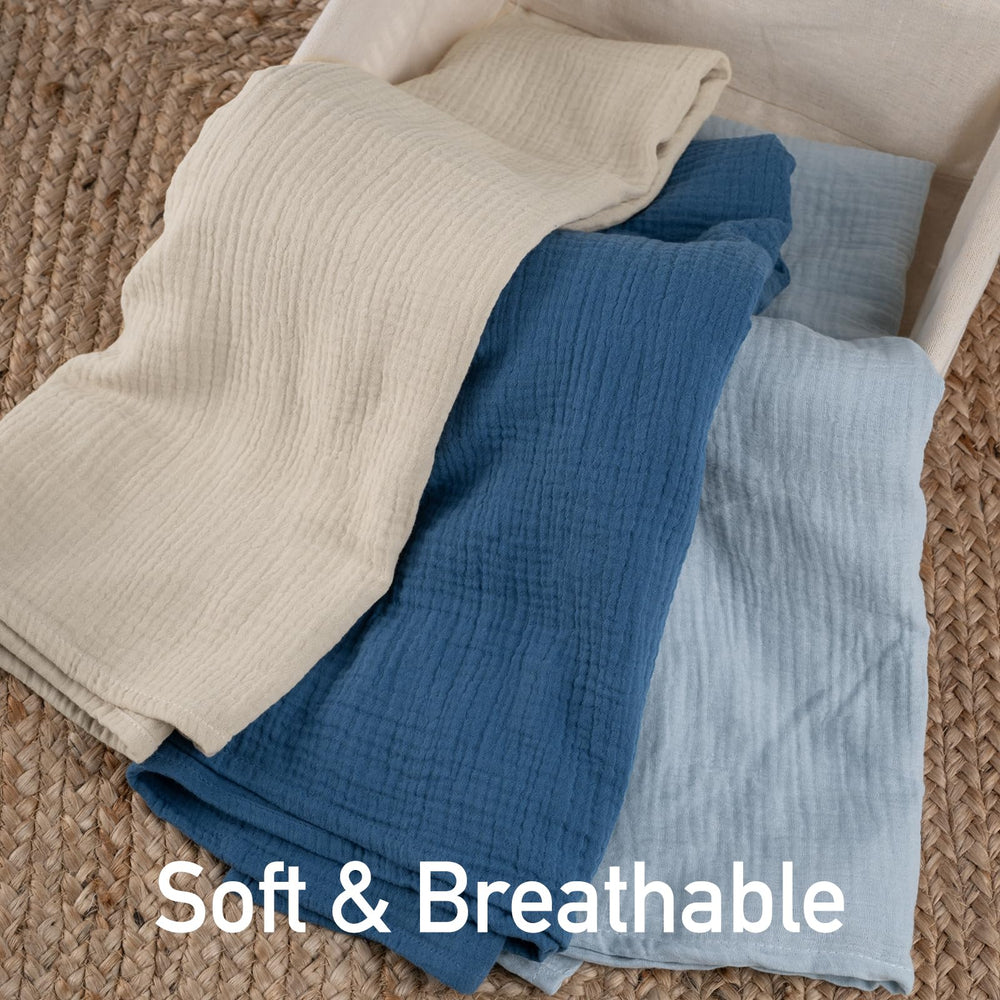 Unisex Graceful Colors trio from LYRICHOM BABY swaddles matches any outfit.