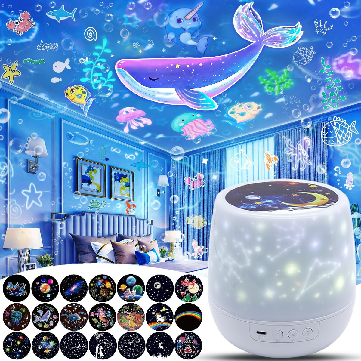 LytRdIt 21-sets films pack projection on ceiling for imaginative play.