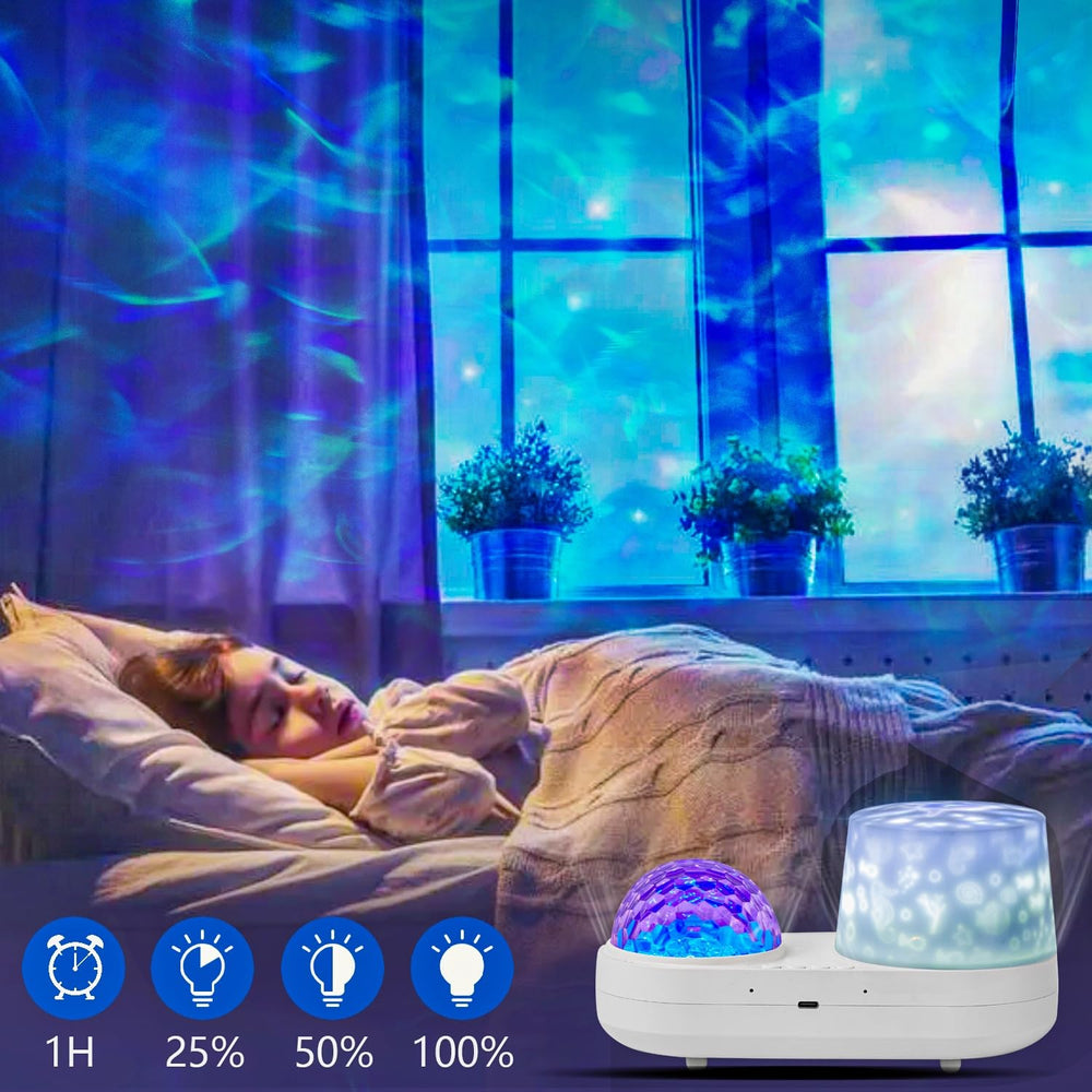 LytRdIt 360-degree rotation LED light fills the room with stars.