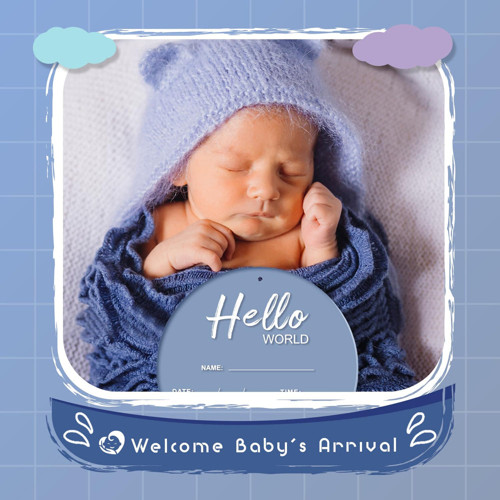 LZC LADYS GIFT baby announcement acrylic sign blue for newborn photography.