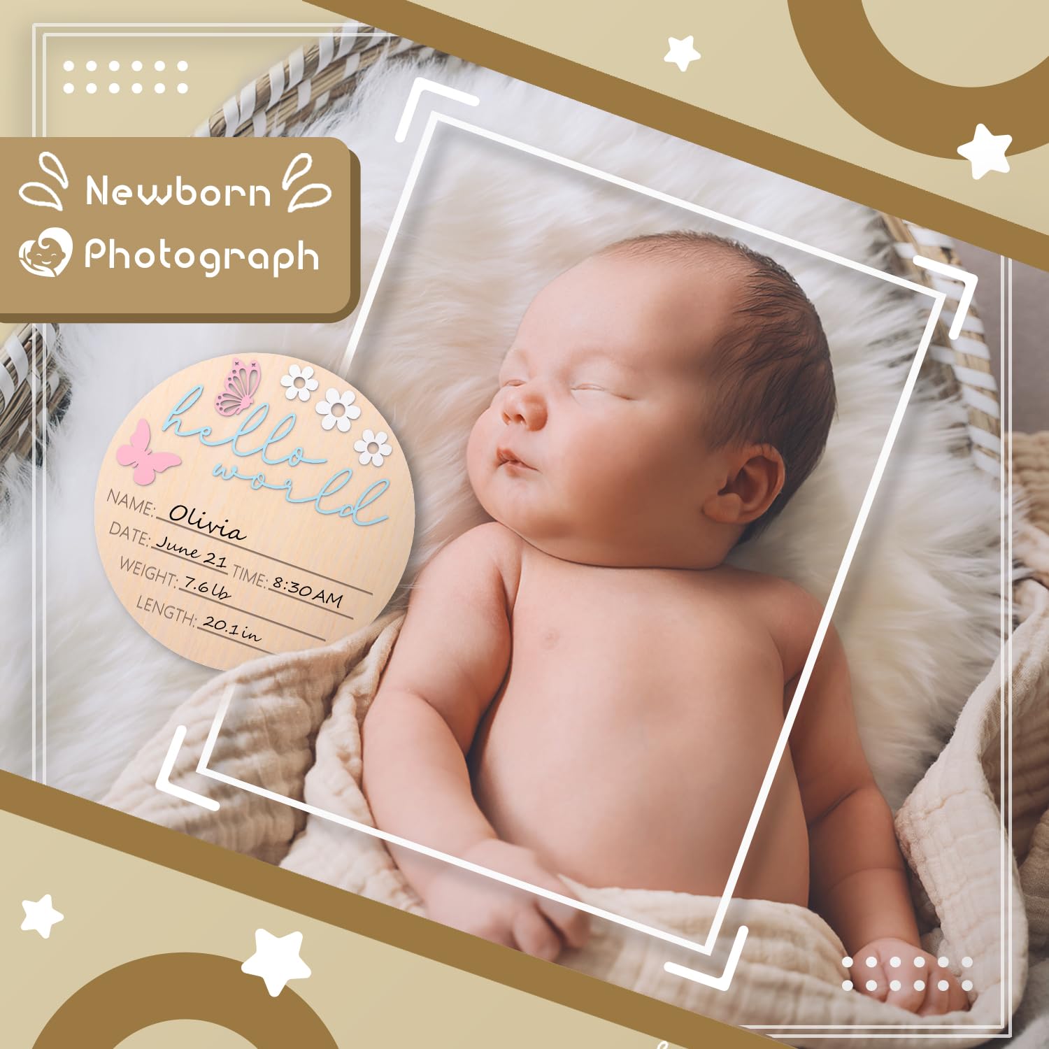 LZC LADYS GIFT keepsake birth sign, a gentle way to capture first-day details.