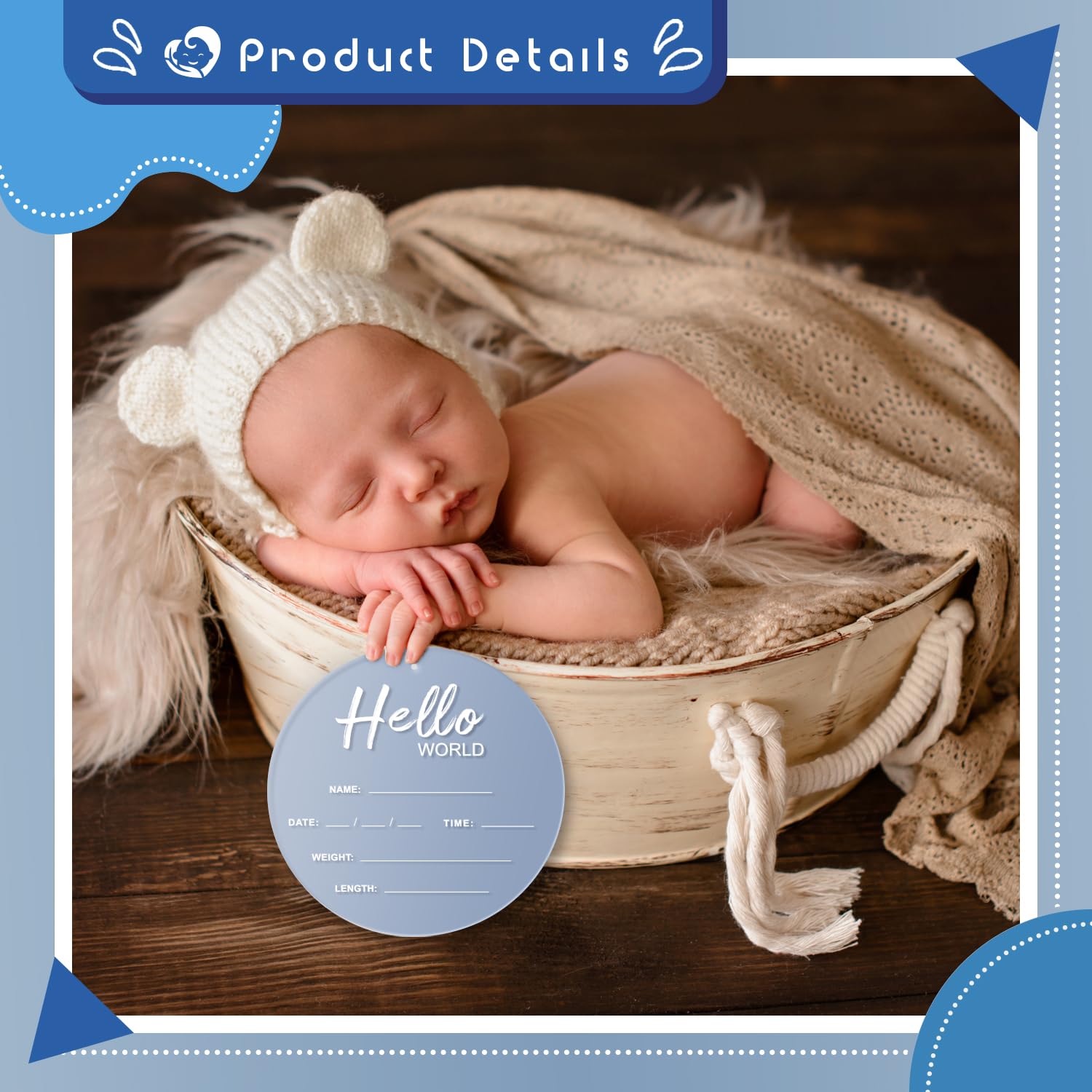LZC LADYS GIFT baby shower prop blue sign for gender reveal.