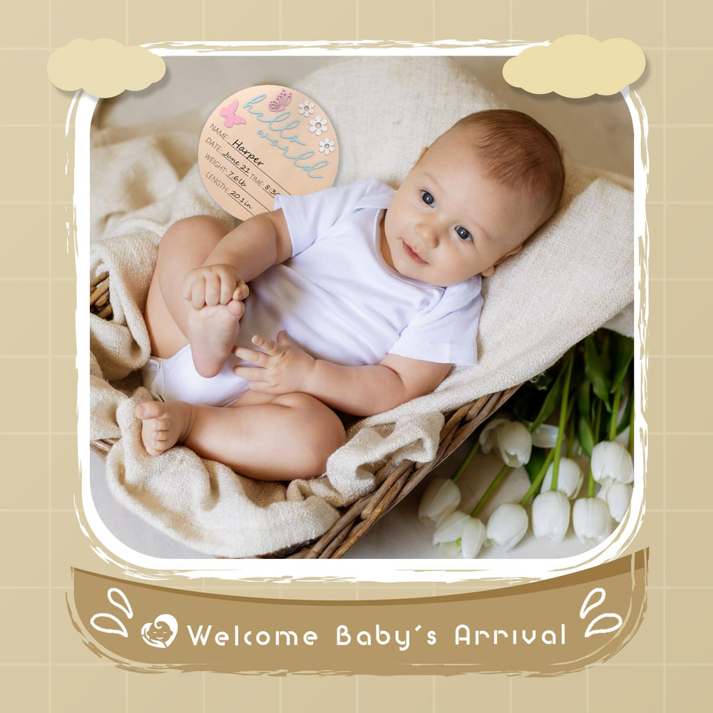 LZC LADYS GIFT baby sign with white cloud and moon motif.