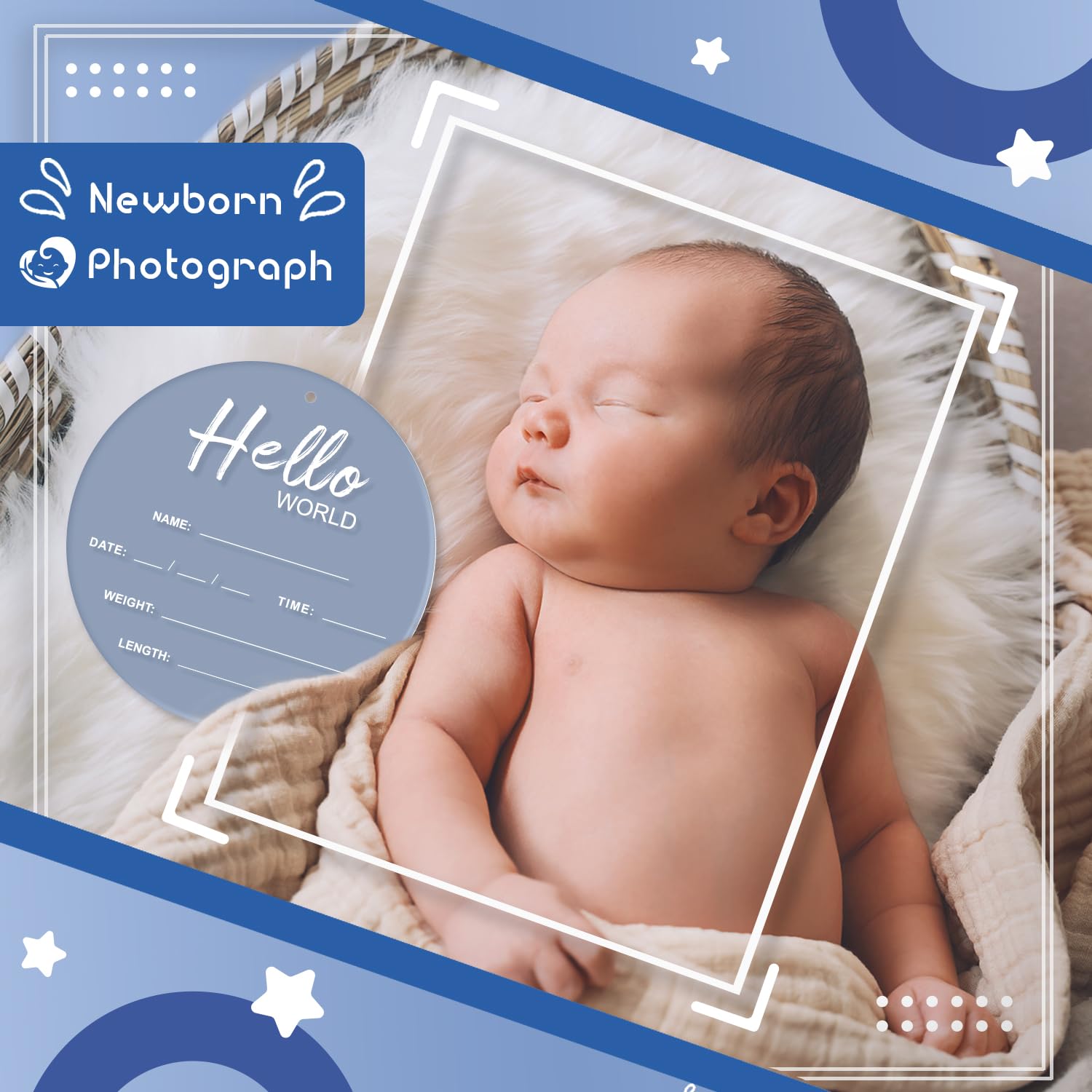LZC LADYS GIFT birth announcement acrylic sign blue with smooth surface.