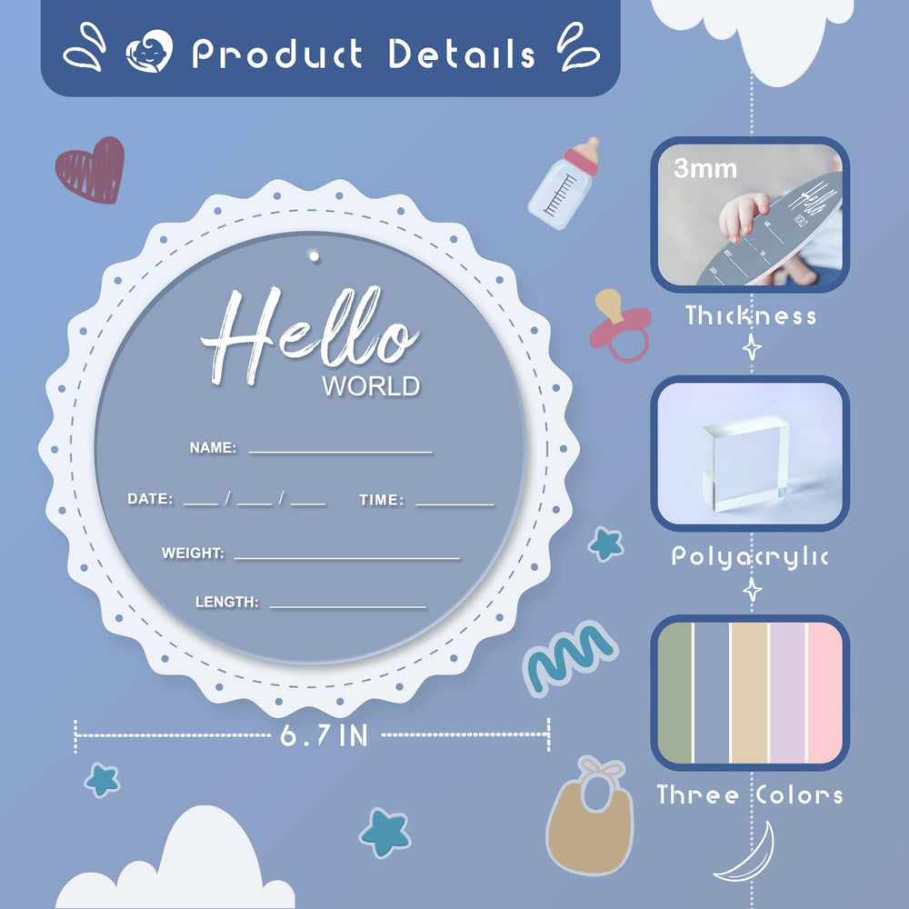 LZC LADYS GIFT newborn birth sign blue used as hospital photo prop.