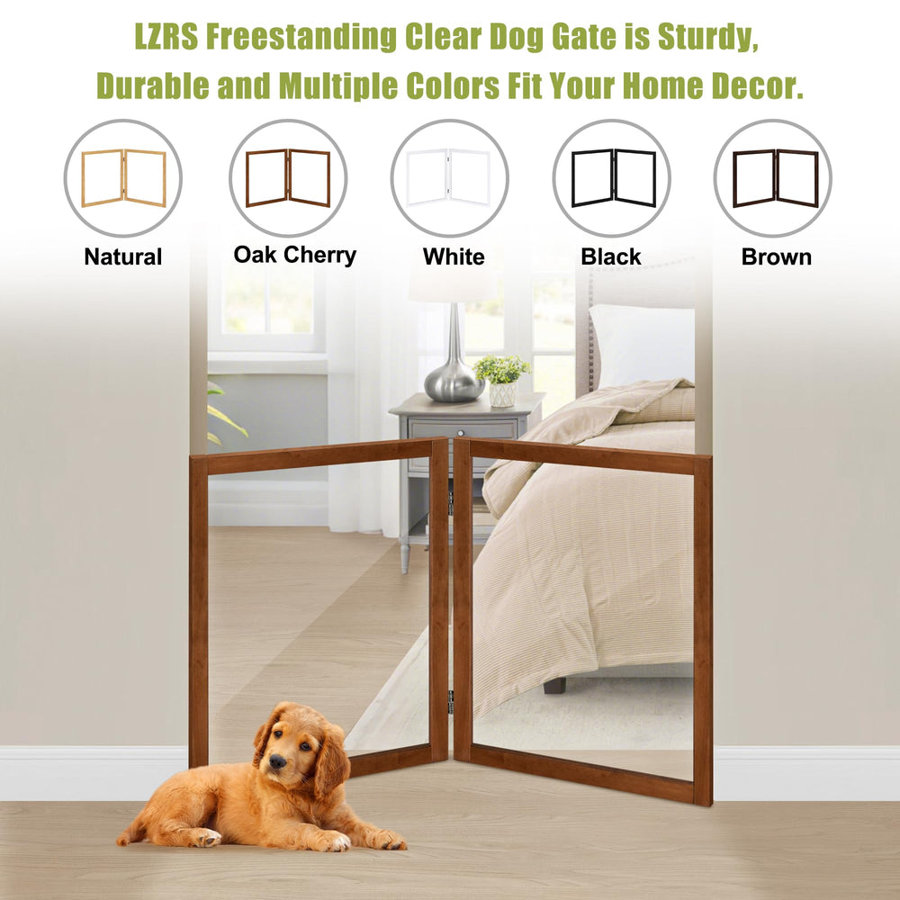 LZRS clear acrylic gate features smooth edges for pet safety.
