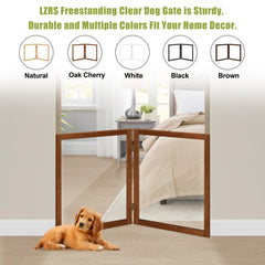 LZRS clear acrylic gate features smooth edges for pet safety.