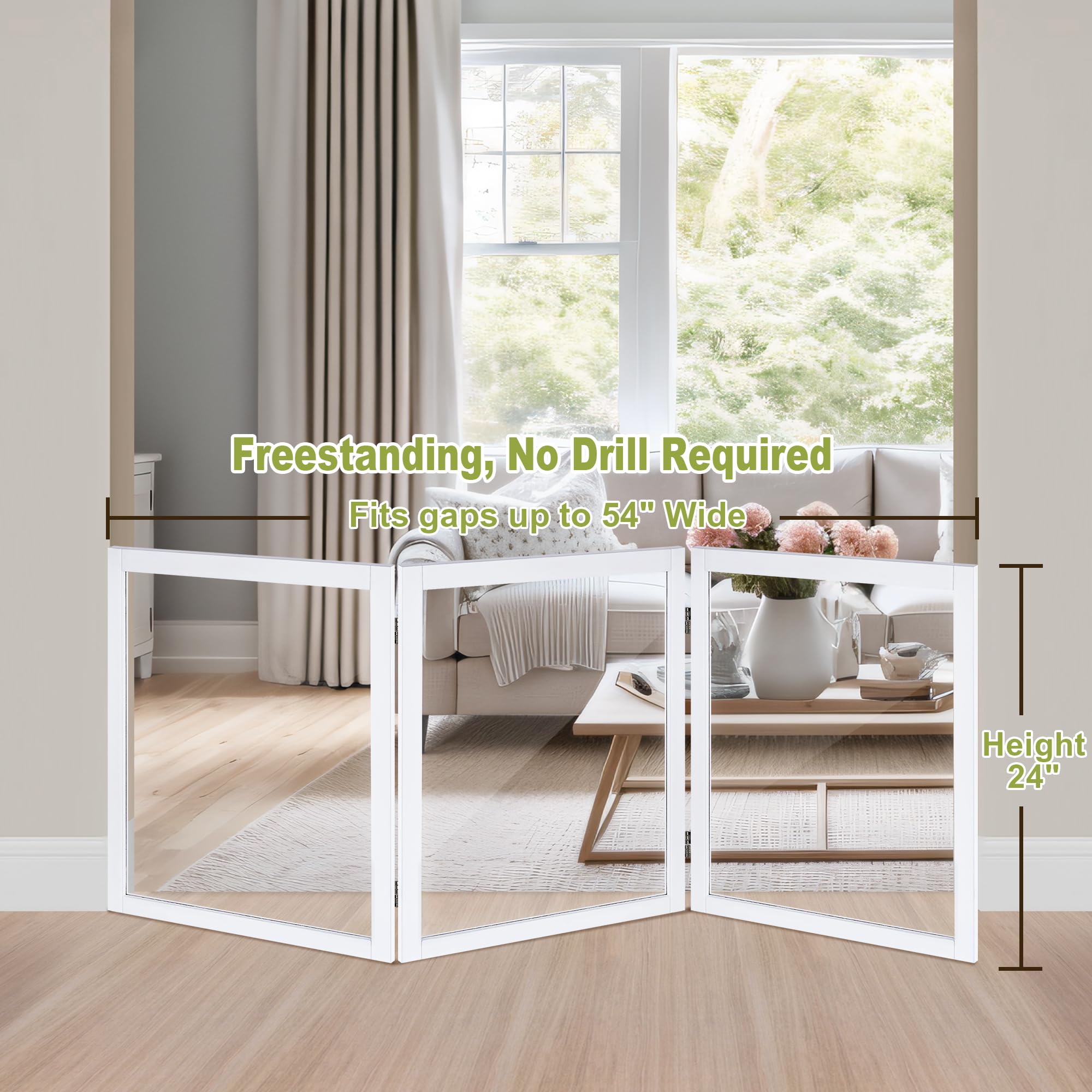LZRS Clear Dog Gate with transparent panels offers unobtrusive supervision.
