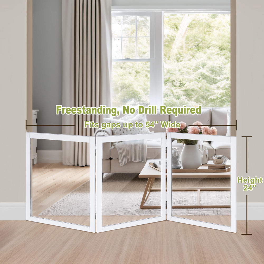 LZRS Clear Dog Gate with transparent panels offers unobtrusive supervision.