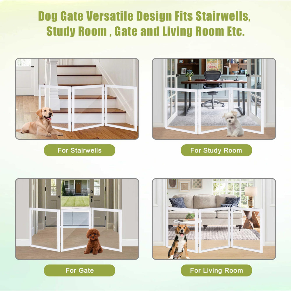 LZRS Clear Dog Gate in living room doorway shows easy, safe setup.