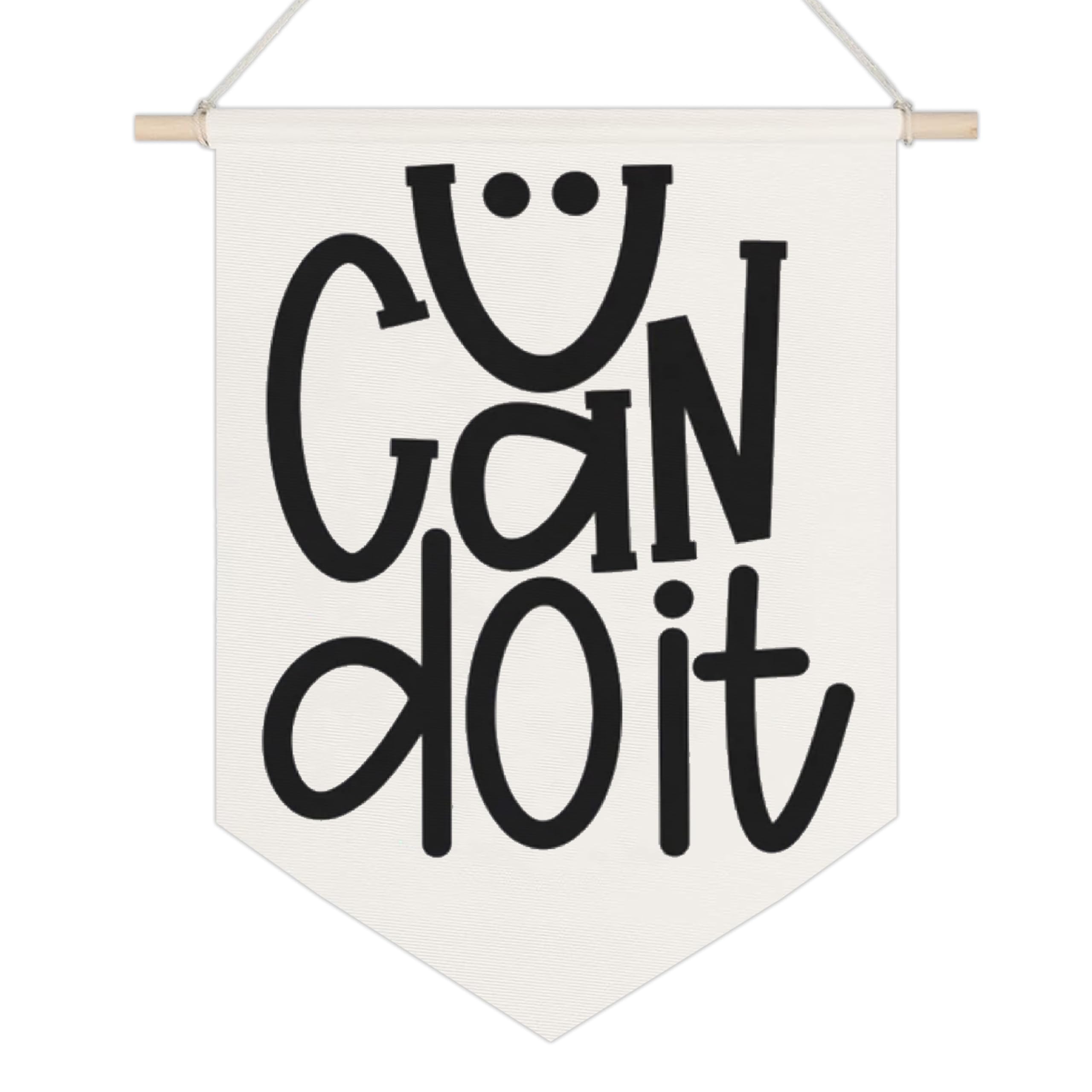 LZYRF You Can Do It banner on wall, clean motivational décor.