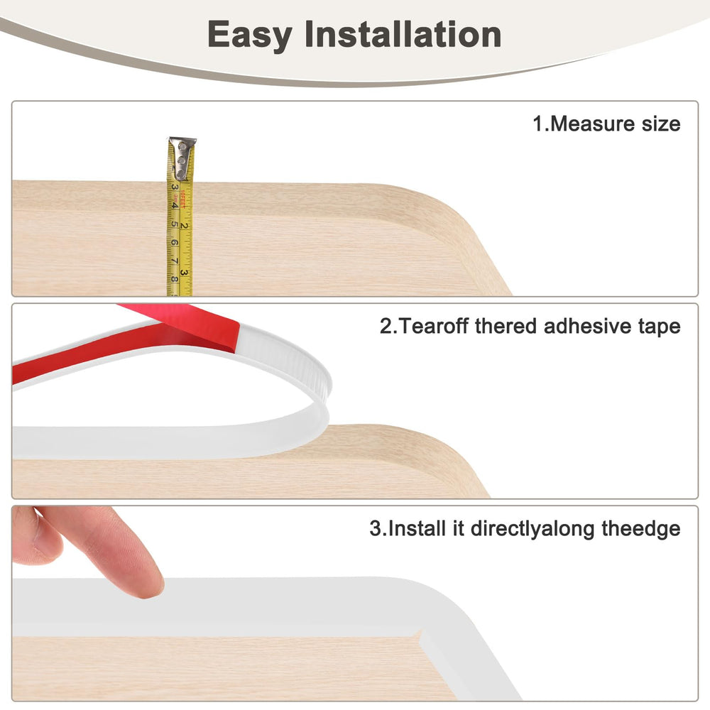 Flexible edge trim wrapping around tight furniture corners