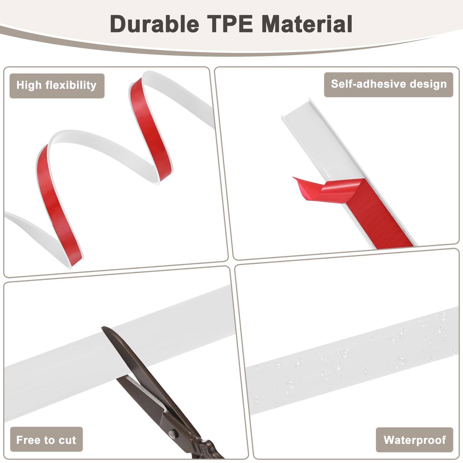 M METERXITY white edge banding close-up showing flexible material for seamless corners