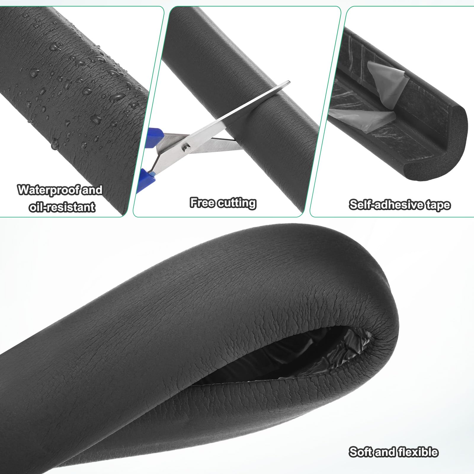 Edge protector in black with NBR foam for quick, clean installation
