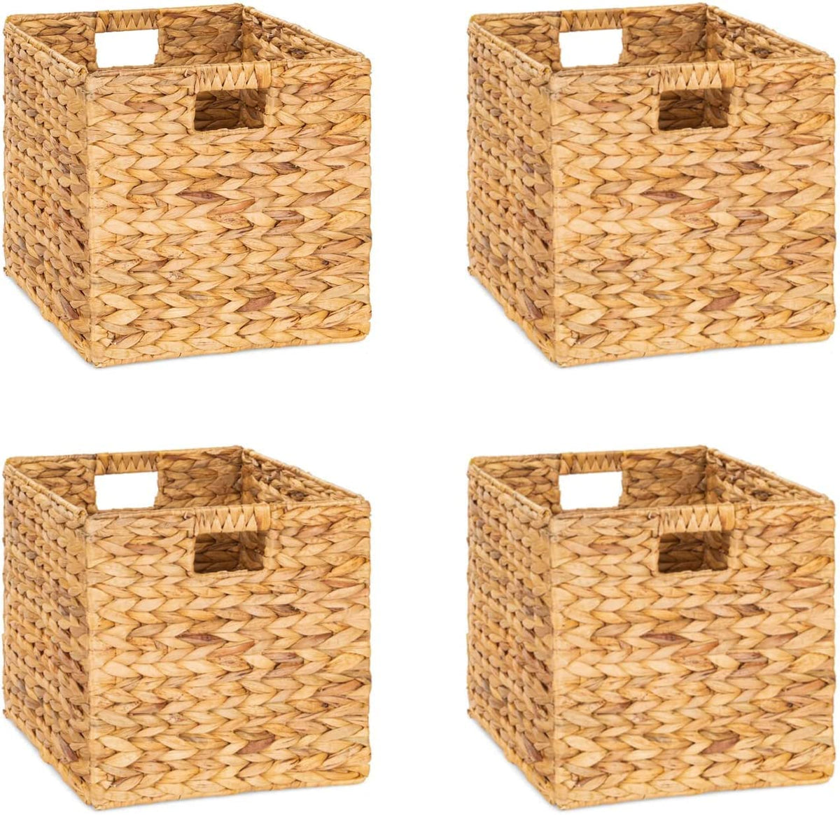 M4DECOR water hyacinth storage basket on a shelf for tidy toy and book storage.