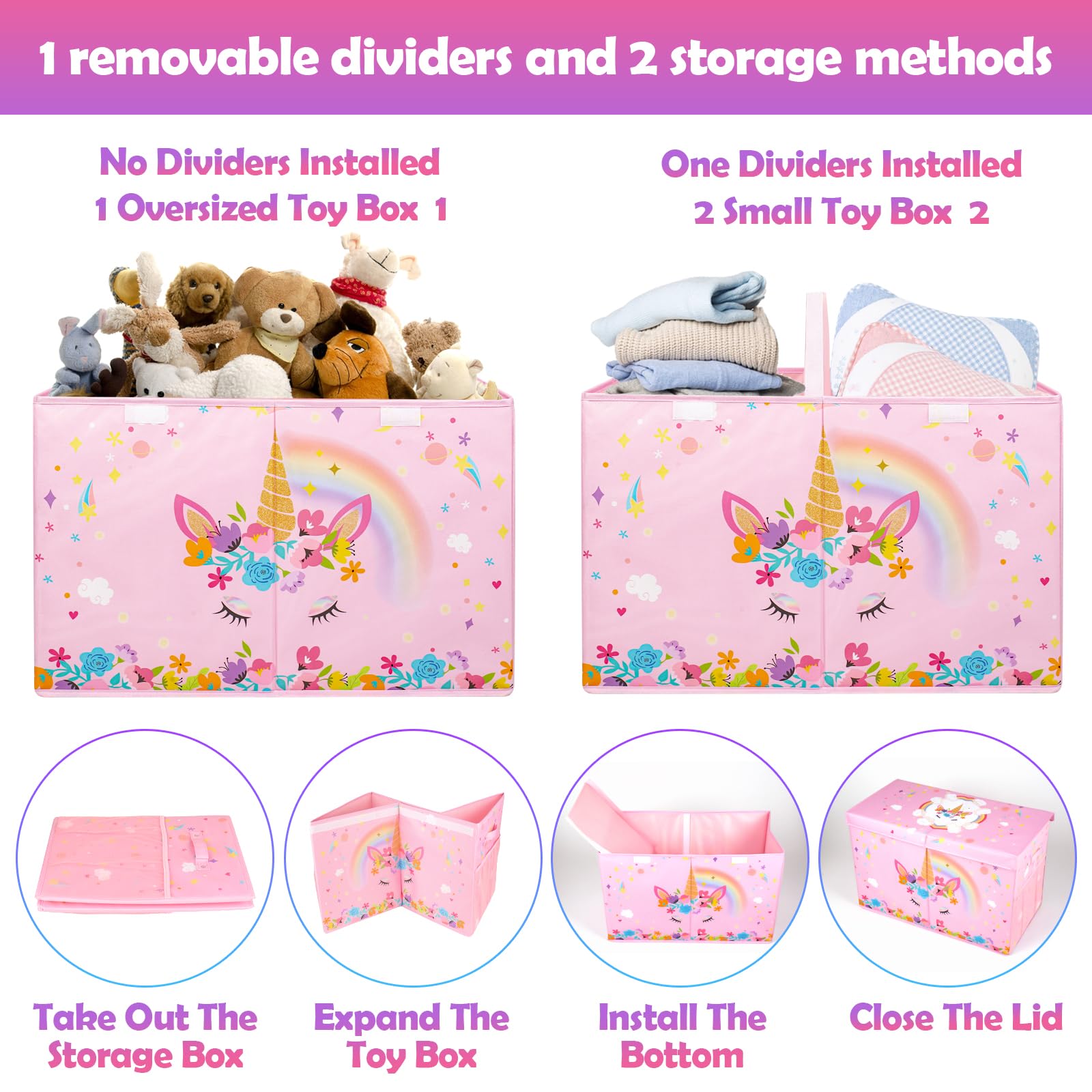 Mabahoo 85-liter capacity holds toys, blankets, and magazines neatly.
