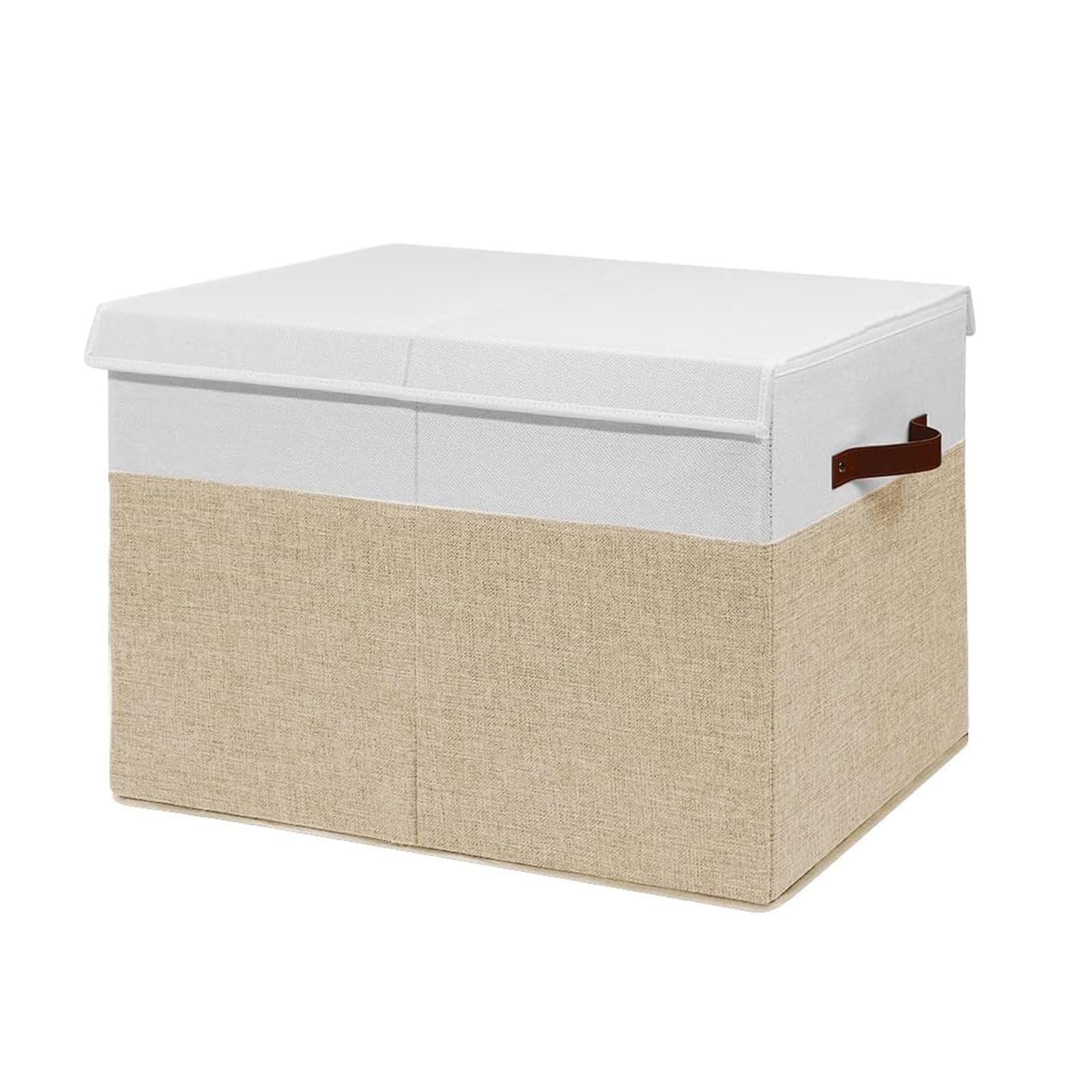 Mabahoo beige white playroom storage box blends with decor.