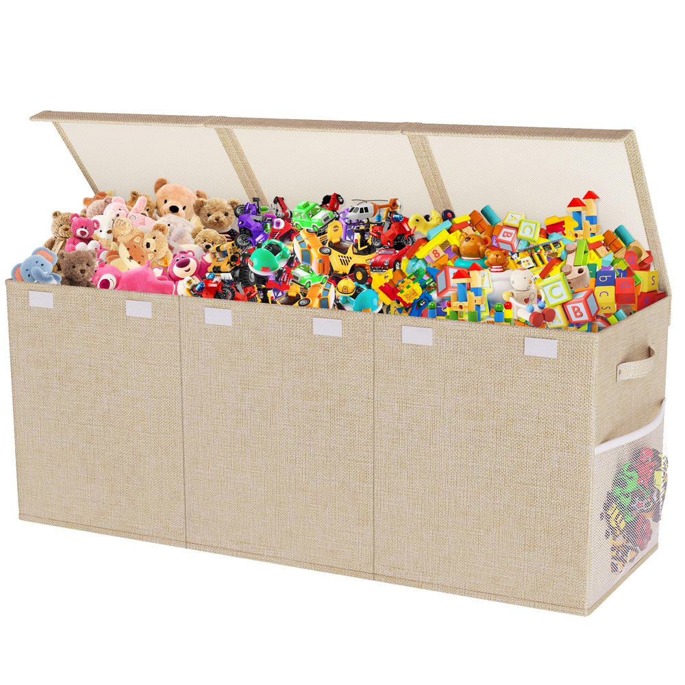 Mabahoo collapsible extra-large toy chest with lids for space-saving storage.