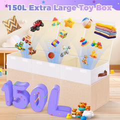 Mabahoo collapsible toy storage shown folded flat for space-saving convenience.
