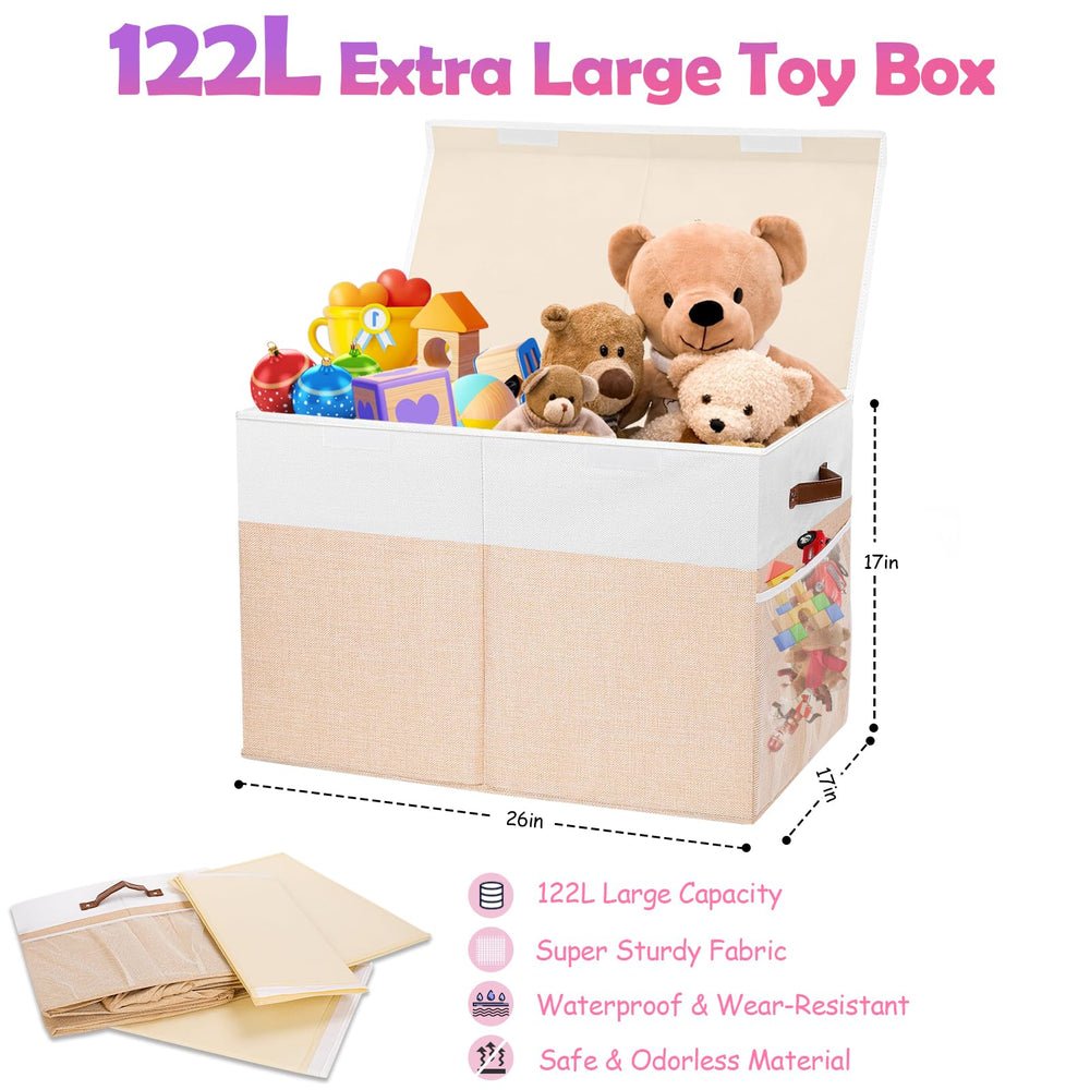 Mabahoo detachable divider and lids for customizable toy storage.