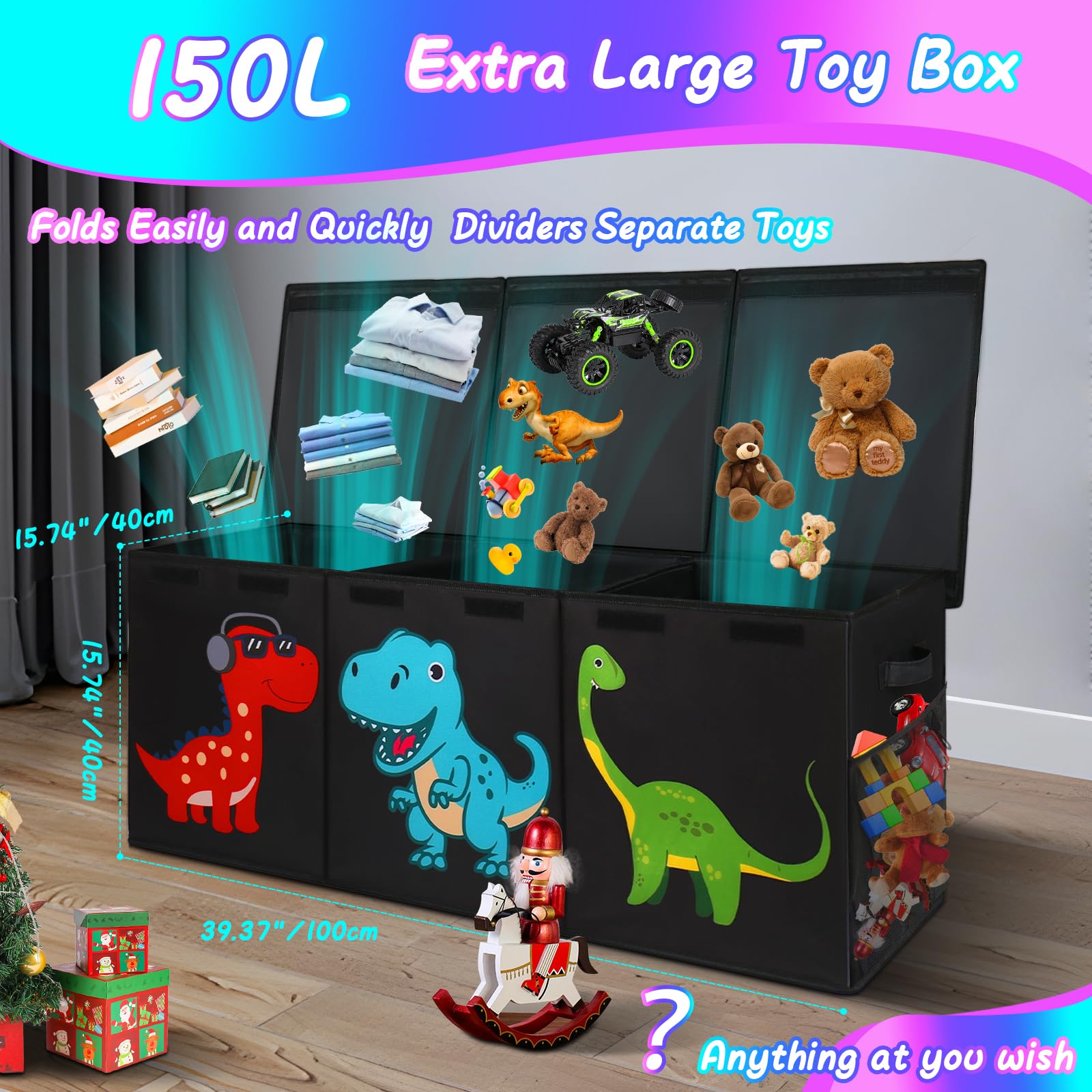 Mabahoo dinosaur toybox collapsible frame extended for setup