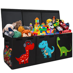 Mabahoo dinosaur toybox with lid closed showing large capacity for plush toys