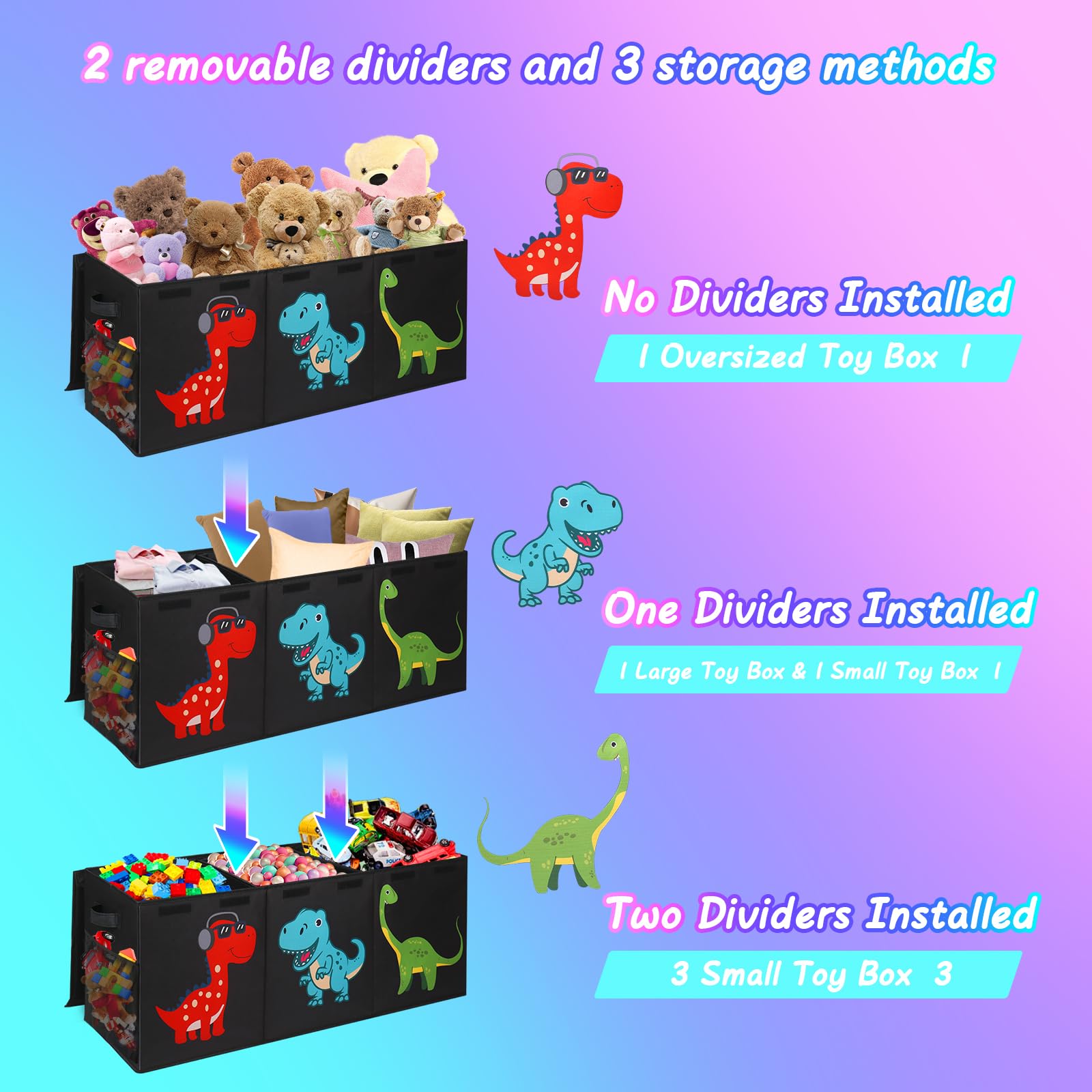 Mabahoo dinosaur toybox folded flat for compact storage