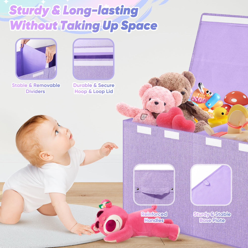 Mabahoo durable fabric toy storage box with rivet reinforced handles