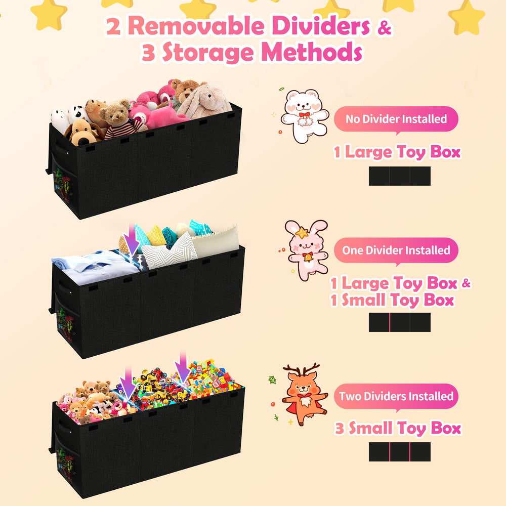 Mabahoo extra-large toy box stackable design helps maximize space in any room.