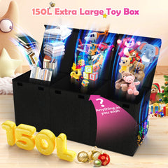 Mabahoo extra-large toy box with three lids for dust-free storage and easy access.