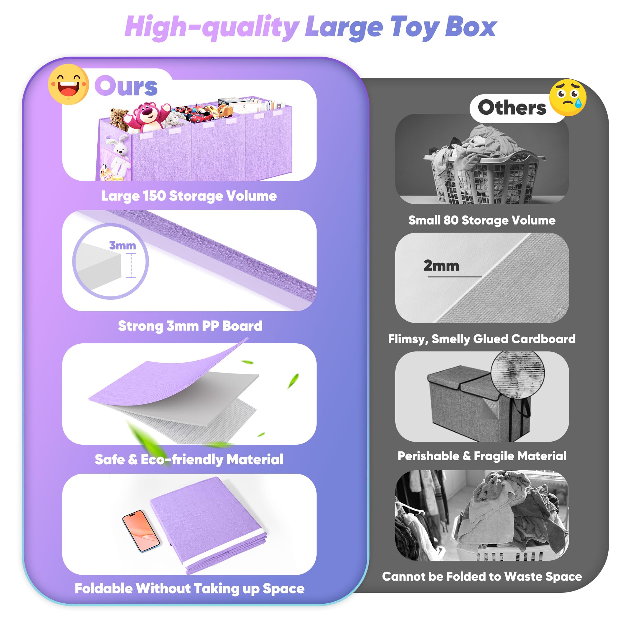 Mabahoo large toy box with lid in a living room setup