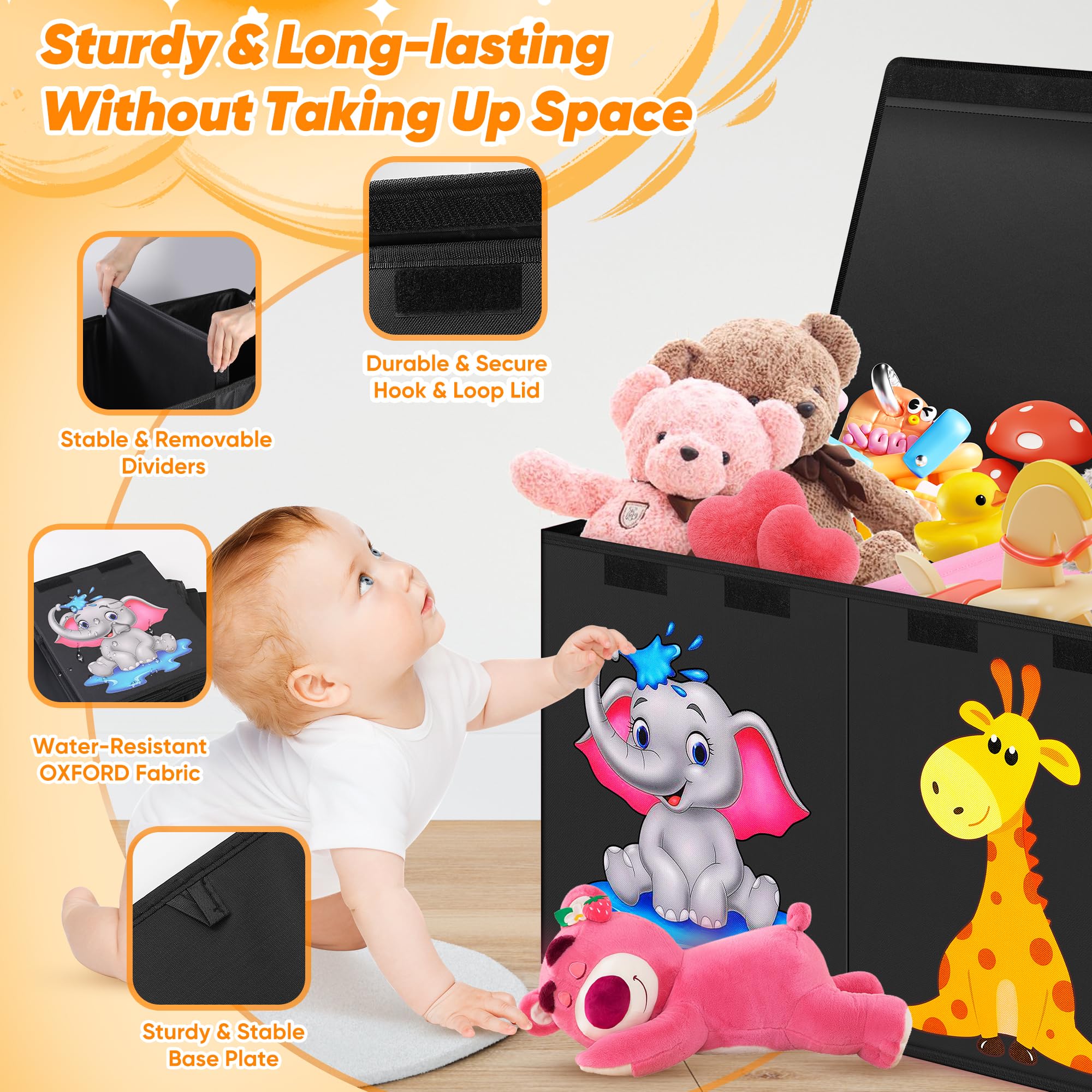 Mabahoo removable dividers enable customizable organization for plushies and clothes.