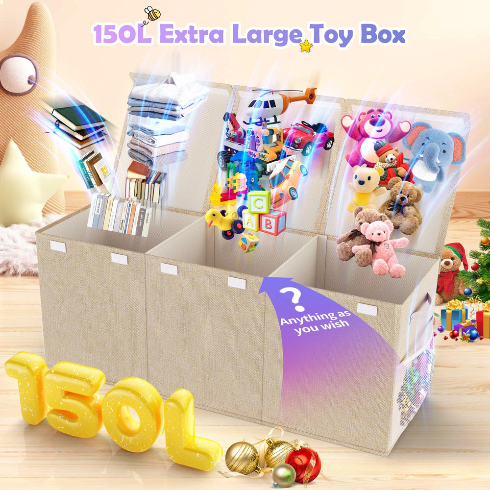 Mabahoo reinforced bottom toy bin stays stable when filled.