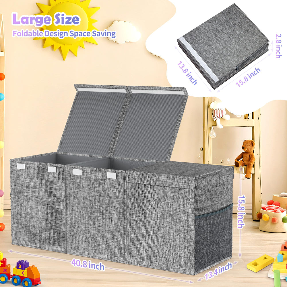 Mabahoo large toy storage in living room creates a tidy space