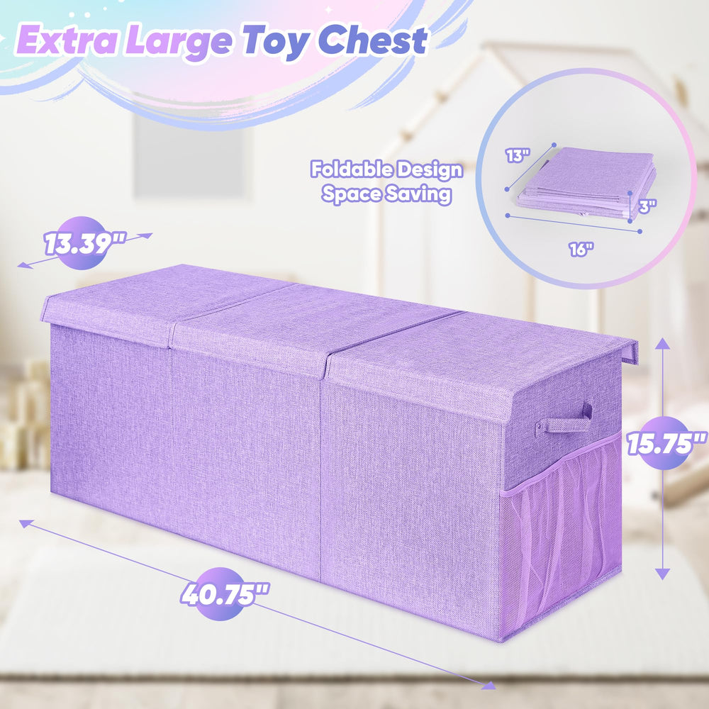 Mabahoo toy box interior capacity shown with toys and books