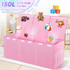 Mabahoo toy box with side mesh pockets keeps small items accessible and organized.