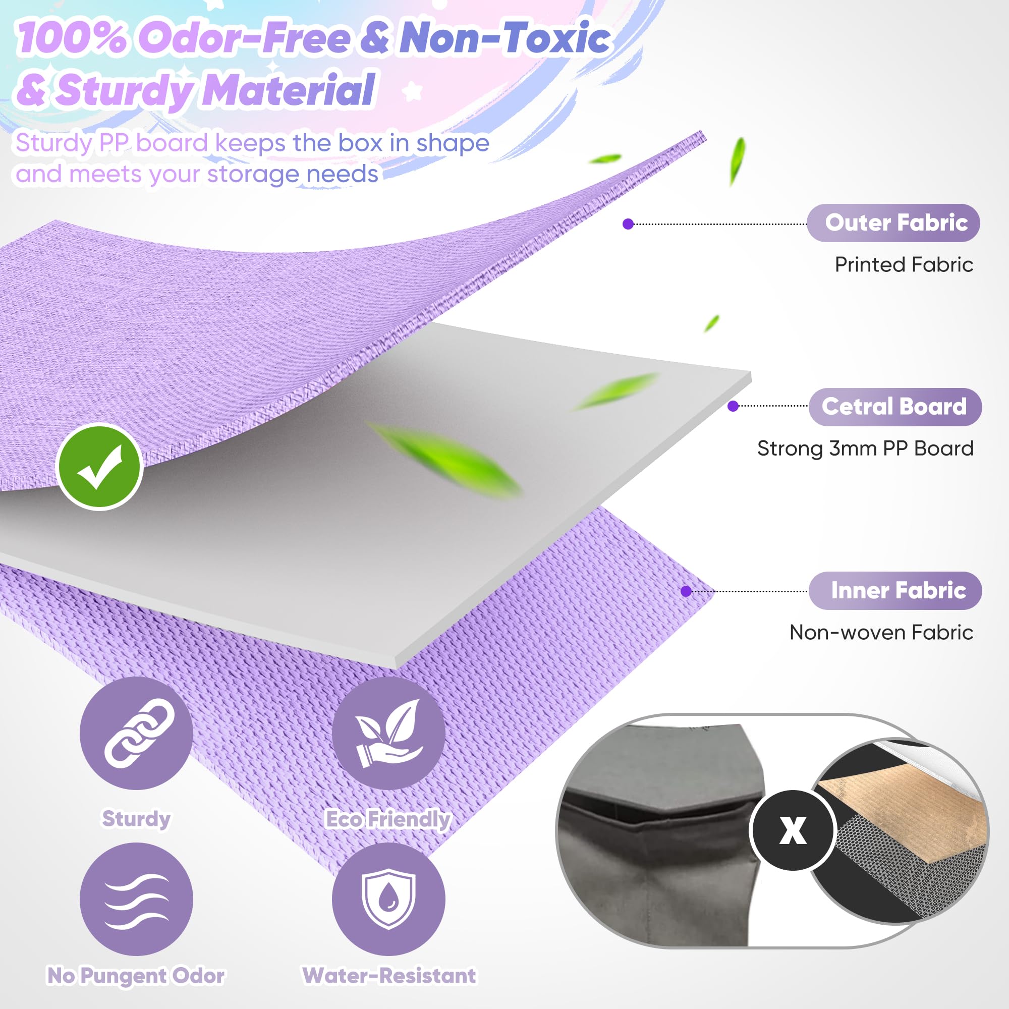 Mabahoo purple storage chest with mesh side pockets for small items
