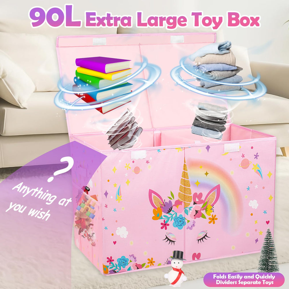 Mabahoo waterproof Oxford fabric bin protects toys from spills and dust.