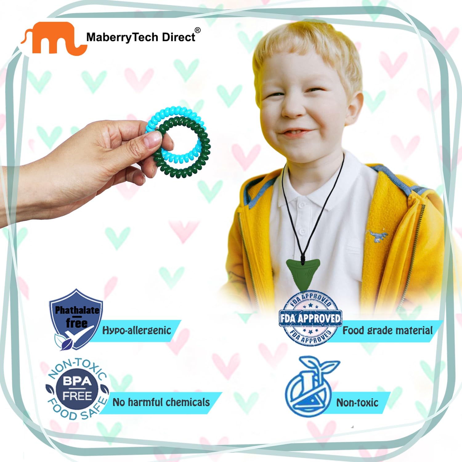 MaberryTech Direct anxiety-calming necklace aids focus and sensory regulation without pressure