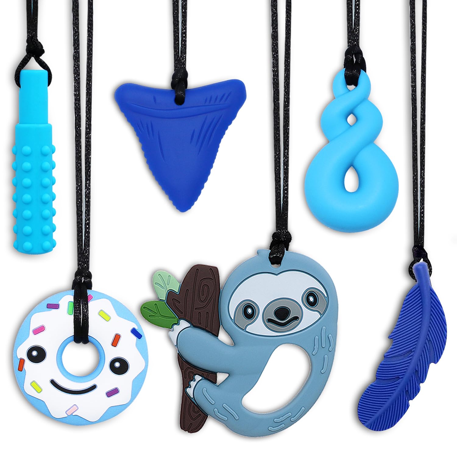 MaberryTech Direct chew necklace with Sloth pendant supports calm focus during activities.