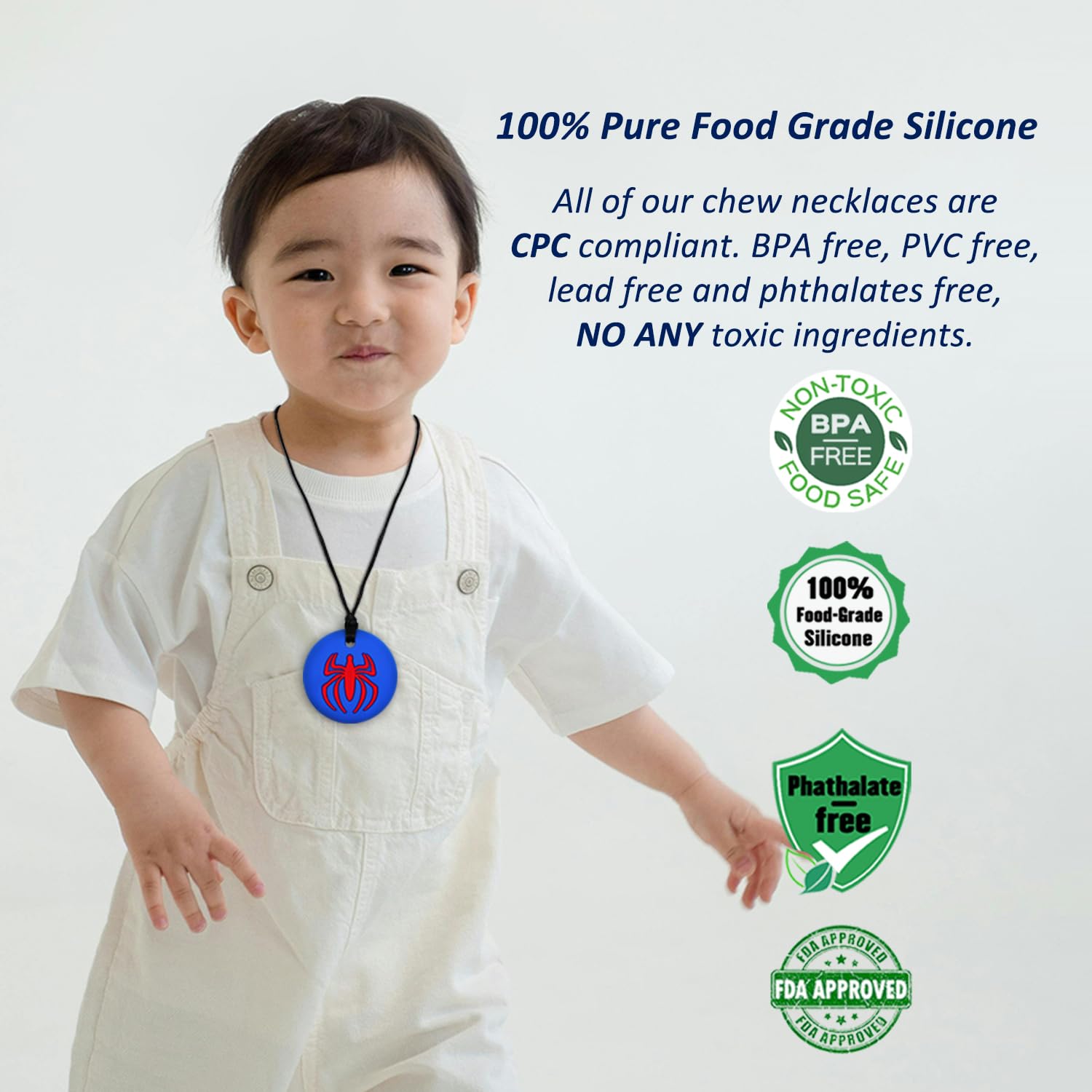 MaberryTech Direct chew necklace with spider toy pack offers a safe sensory outlet
