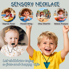 MaberryTech Direct chew necklace varieties on display with multiple shapes