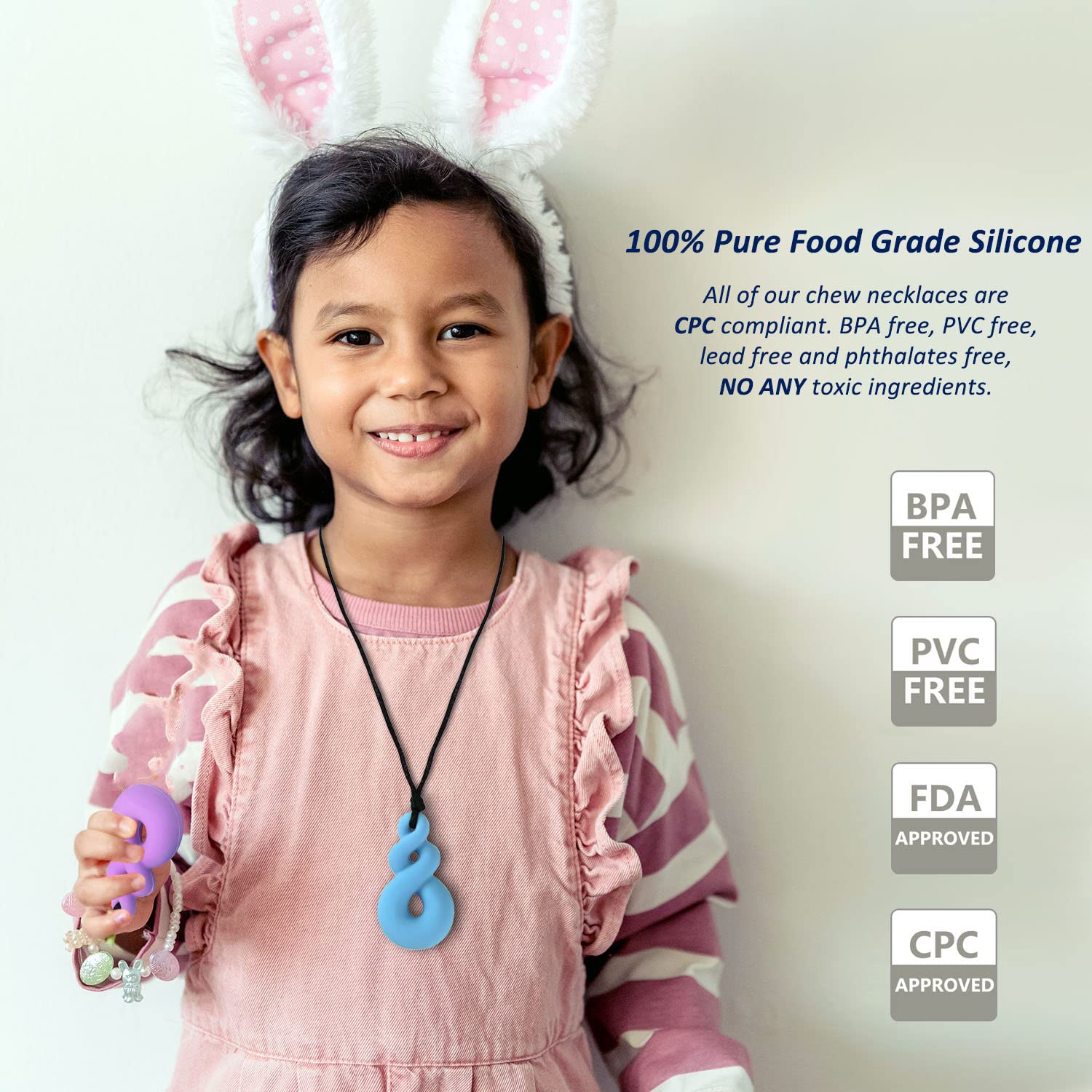 MaberryTech Direct donut chew necklace for safe, easy chewing on the go