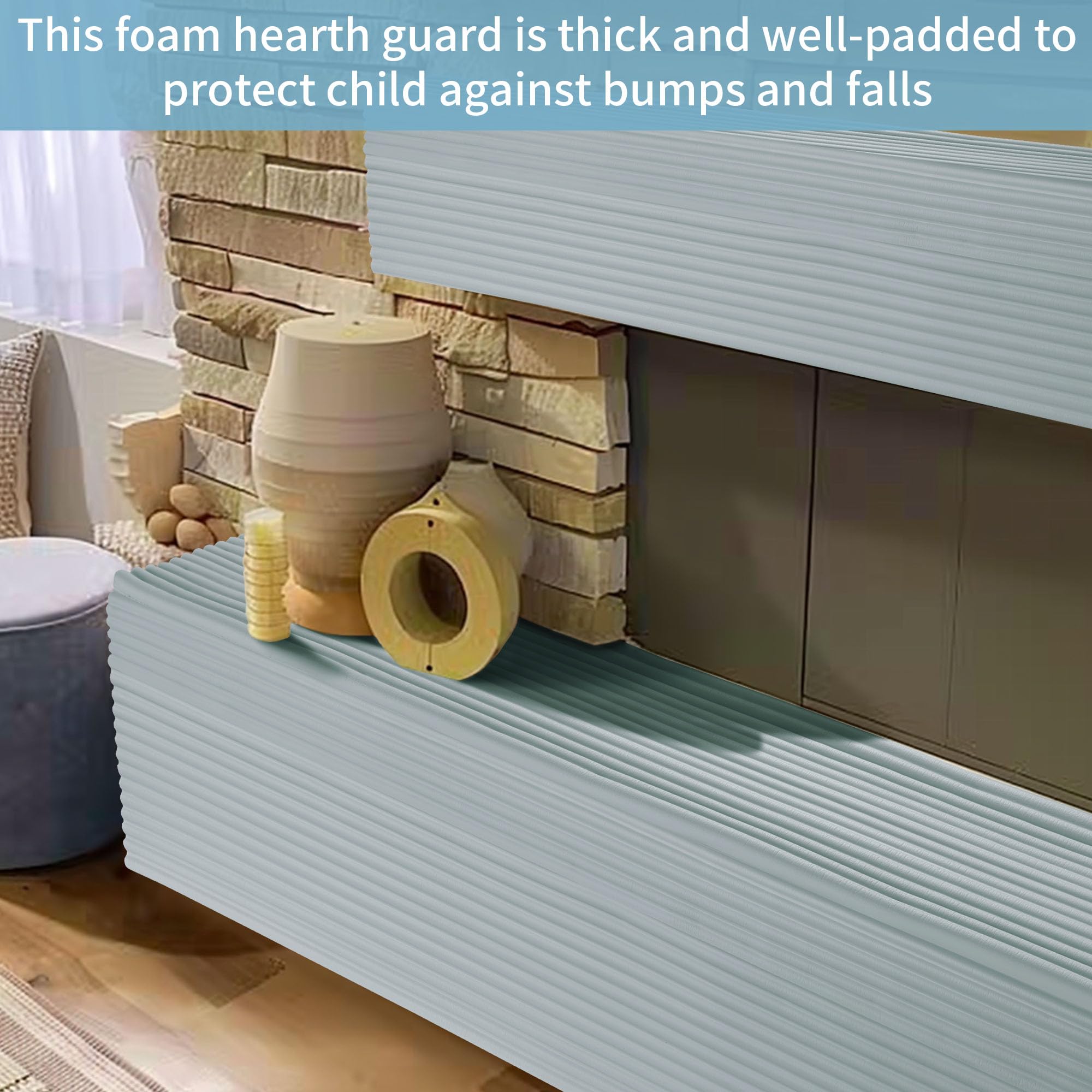 MABOZOO hearth pad rolled along countertop for safe edge coverage