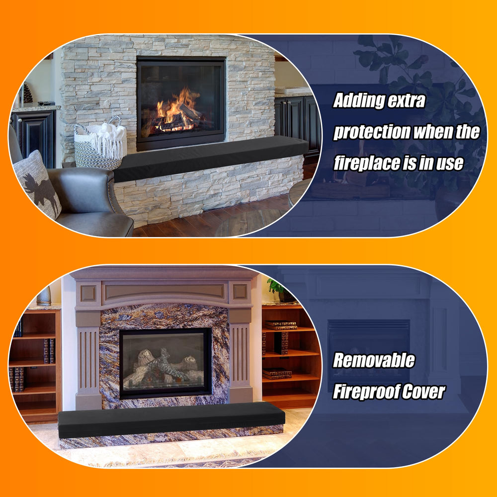 MABOZOO 72x14 large pad covers a wide fireplace edge.