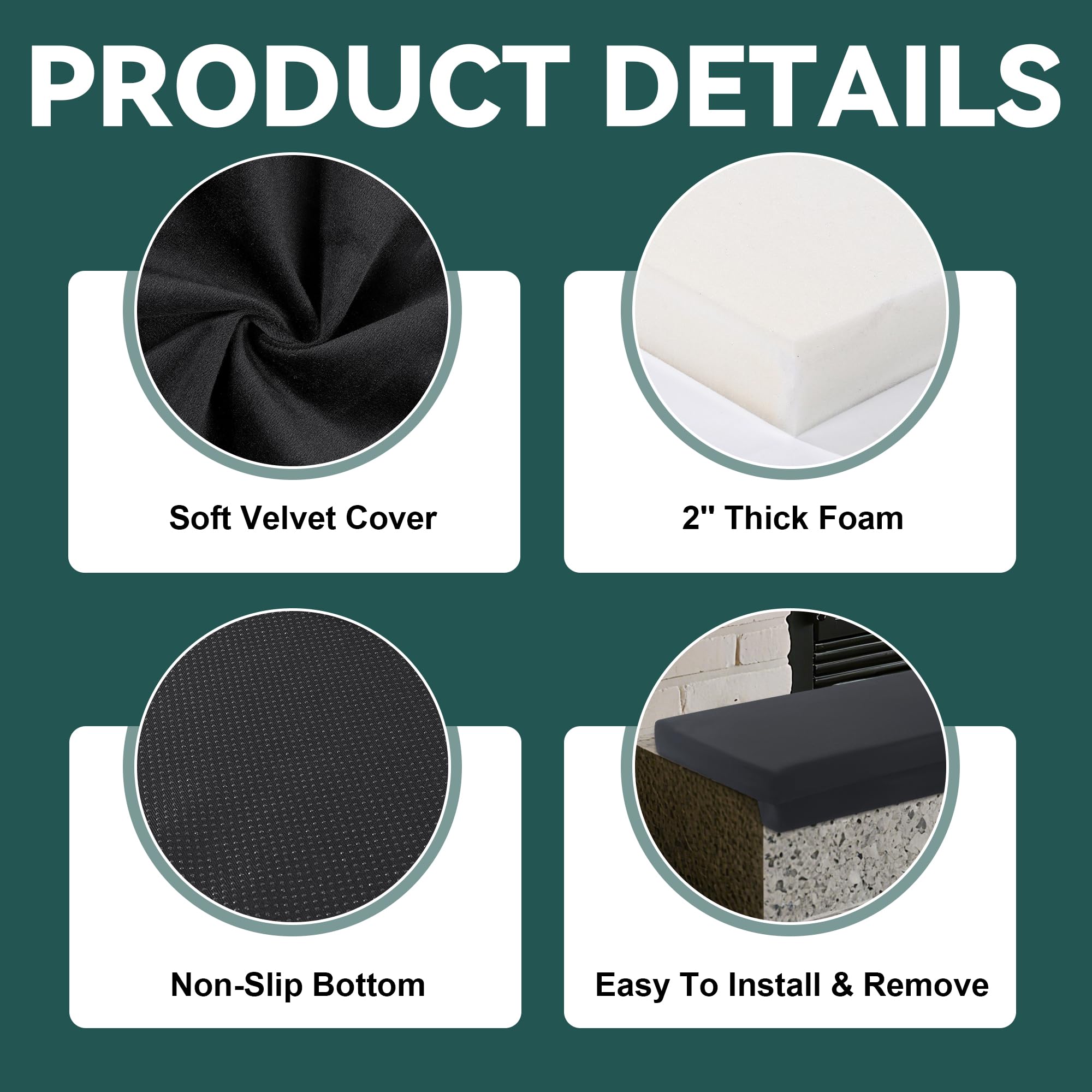 MABOZOO non-slip back keeps the cushion steady along the fireplace edge